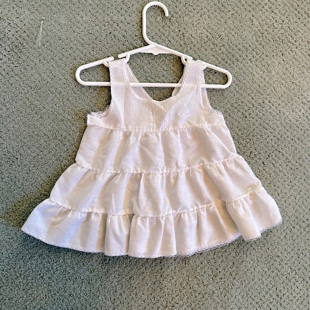 Mothercare - Vintage Girl's White Lace Trimmed Tank Top - Brand new condition!